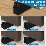 Optish 2 Pack Heavy Duty Door Stopper, Adjustable Spring Large Stopper, 3 Inches High Tall Wedge Stoppers for Bottom of Door, Door Stop Suits Any Heavy Door, Black