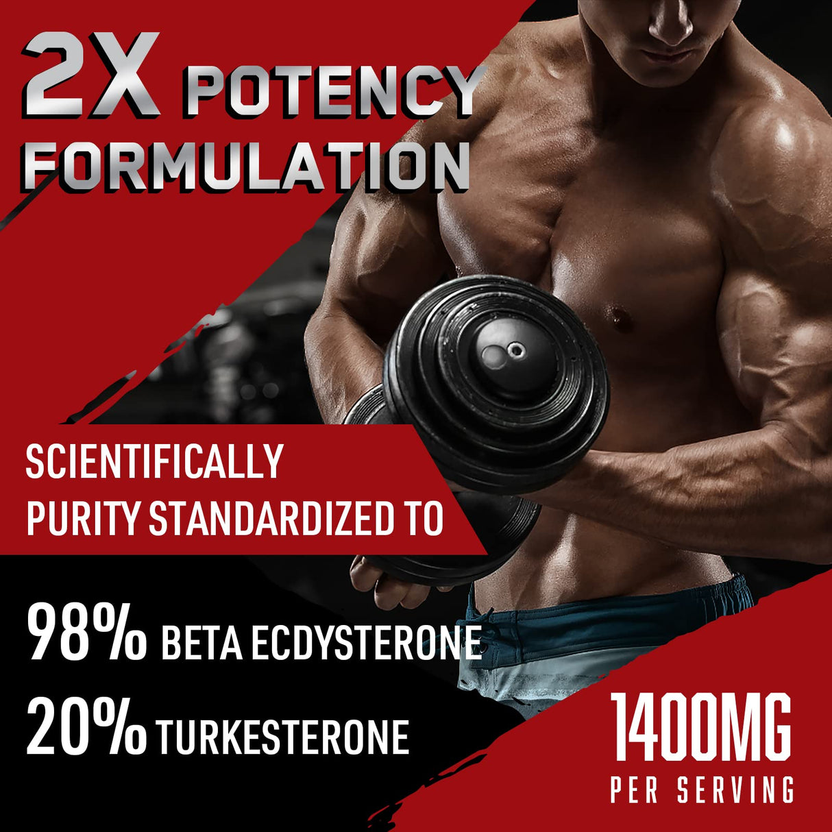 Orisilico 1400mg Beta Ecdysterone and Turkesterone Supplements, Maximized 98% Beta Ecdysterone & 20% Turkesterone Extract for Muscle Mass,Strength, Protein Synthesis, 60 Capsules