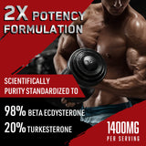 Orisilico 1400mg Beta Ecdysterone and Turkesterone Supplements, Maximized 98% Beta Ecdysterone & 20% Turkesterone Extract for Muscle Mass,Strength, Protein Synthesis, 60 Capsules
