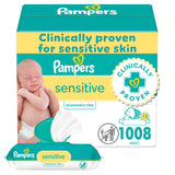 Pampers Baby Wipes, Sensitive, Water Based Wipe, Clinically Proven, Hypoallergenic, and Unscented for Babies, 1008 Wipes Total (12 Flip-Top Packs)