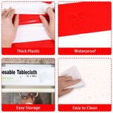 Red and White Striped Tablecloth Roll 52 in x 100 Ft with Slide Cutter Circus Carnival Party Supplies Halloween Christmas Plastic Picnic Table Cover for Indoor Outdoor Events Family Banquet Party
