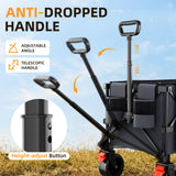 Strolking 220L Collapsible Wagon Cart, 39" L Extended Frame and 440Lbs Heavy Duty, Lightweight 15lbs Folding Garden Cart with Silent All-Terrain Wheels for Beach, Camping Grass and Grocery, Grey