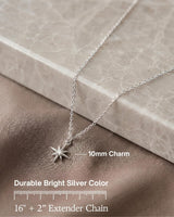 Annika Bella North Star Necklace, Cubic Zirconia Pendant, Silver Chain Necklace, Celestial Jewelry for Women, Gift for Her (1pc)
