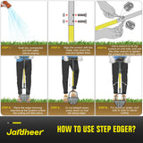 Jardineer Edger Lawn Tool Manual, Manual Half Moon Edger with Double V-Shaped Serrated Edge Blade and Wider Handle, Edging Tool for Landscaping, Sidewalks, Lawn Border, Flower Bed and Yard