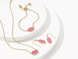 Kendra Scott Elisa Necklace in 14k Gold-Plated Brass, Hot Pink Drusy, Fashion Jewelry for Women