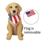 Cynkeyee Outdoor Garden Decor Dog Statue - Large Resin Puppy with American Flag Statues Sculpture for Outside Yard Lawn Home Decor Americana Patriotic Decorations 12.5x8.5x13.5 Inch