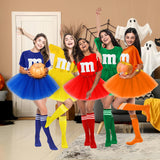 FONYFA Letter M Halloween Costumes Tutu Skirts, Women Team Group T-Shirt, Chocolates Candy Costume for Halloween Christmas Party Costume