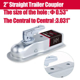 2" Straight Trailer Coupler (Ball 2", Channel 2-1/2" 3500LBS) Finish Zinc