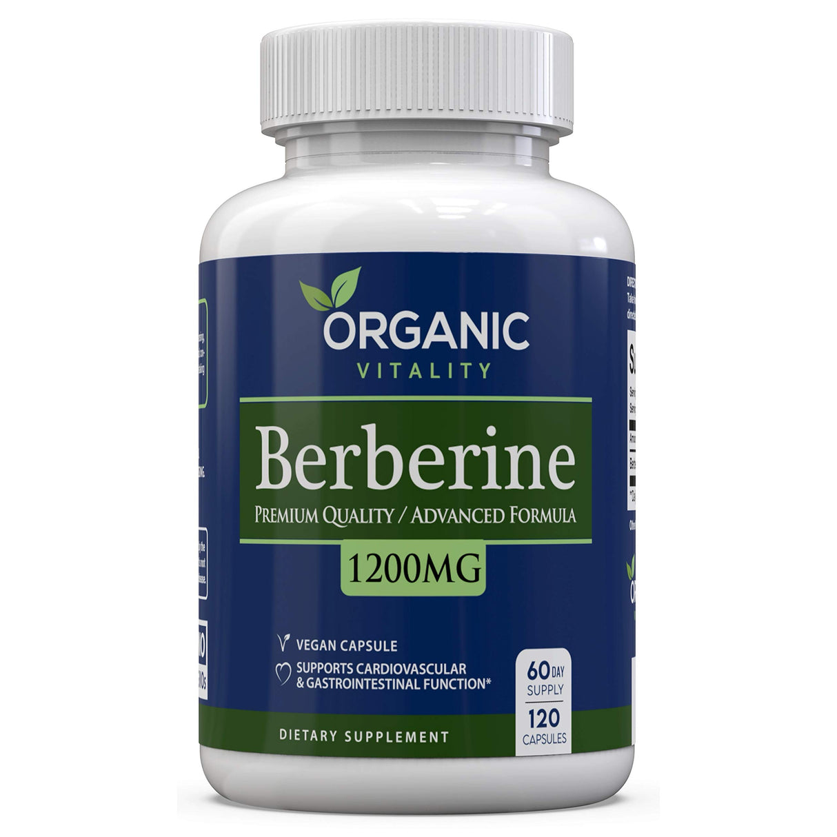 ORGANIC VITALITY Premium Berberine HCL Supplement - 1200mg of Berberine Per Serving - 120 Vegan Capsules - Supports A Healthy Lifestyle