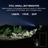 OLIGHT Baton4 Rechargeable EDC Flashlight, Bright Small Flashlight 1300 Lumens with MCC Charging Cable, IPX8 Waterproof, Multiple Modes Pocket Light for Home, Camping, and Emergencies (Orange)
