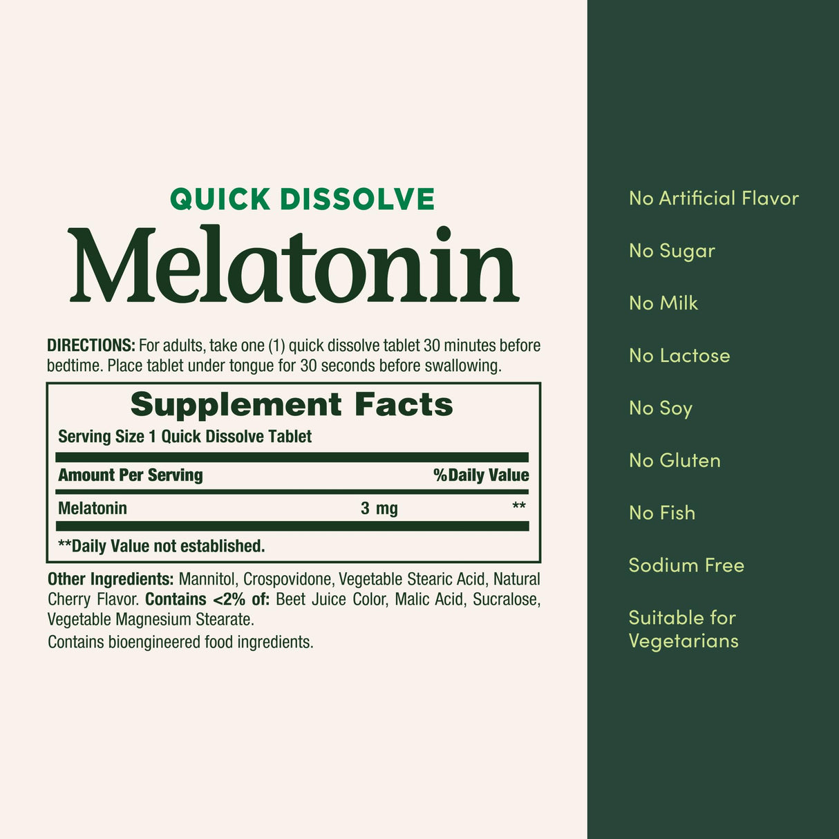 Nature's Bounty Melatonin, Promotes Relaxation & Sleep, 100% Drug Free Sleep Aid, 3 mg, 120 Quick Dissolve Tablets (Pack of 3)