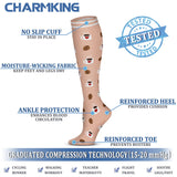 CHARMKING Compression Socks for Women & Men (8 Pairs) 15-20 mmHg Graduated Copper Support Socks are Best for Pregnant, Nurses - Boost Performance, Circulation, Knee High & Wide Calf (S/M, Multi 54)