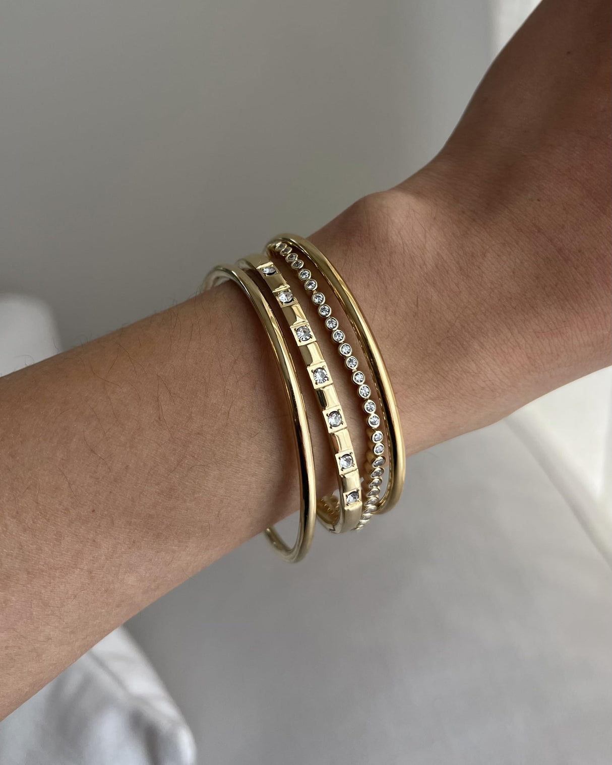 PAVOI Waterproof Thin Love Bracelet for Women - 14K Yellow Gold Plated Dainty Love Bangle with Cubic Zirconia - Stainless Steel Hinge Bracelet Jewelry Gifts - 6.5"