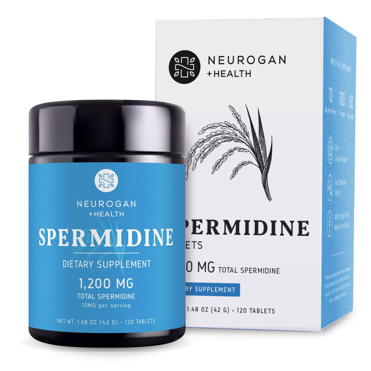 Neurogan Spermidine Supplement - 1200mg - 99% Pure 100x More Potent Than Rice & Wheat Germ Extract - for Cellular Health, Anti-Aging & Energy* - Made in USA - 10MG Per Serving - 120 Servings
