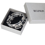 BULINLIN Layered Wrap Bangle Turquoise Bracelet - Bead Bracelet with Natural Agate Stone, Gifts For Women (03-Black)