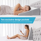 Forias 7.5" Wedge Pillow for Sleeping Bed Wedge Pillow for After Surgery Triangle Elevated Pillow Wedge for Acid Reflux Gerd Snoring Back Pain, Air Layer Removable Machine Wash Cover | Memory Foam Top