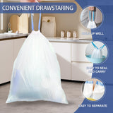 T.FORING 18 Gallon Trash Bags with Drawstring - 120 Count Heavy Duty 1.25 Mil Garbage Bags 68 Liter Tall Kitchen Bin Liners Unscented White for Home Yard Lawn