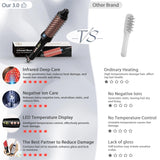 Infrared Bounce Brush, Heated Thermal Round Brush with Negative Ion Technology, 10 Heat Settings for Blowout Look with Hair Care Oil, Straightening & Curling, Suitable for All Hair Types, Black