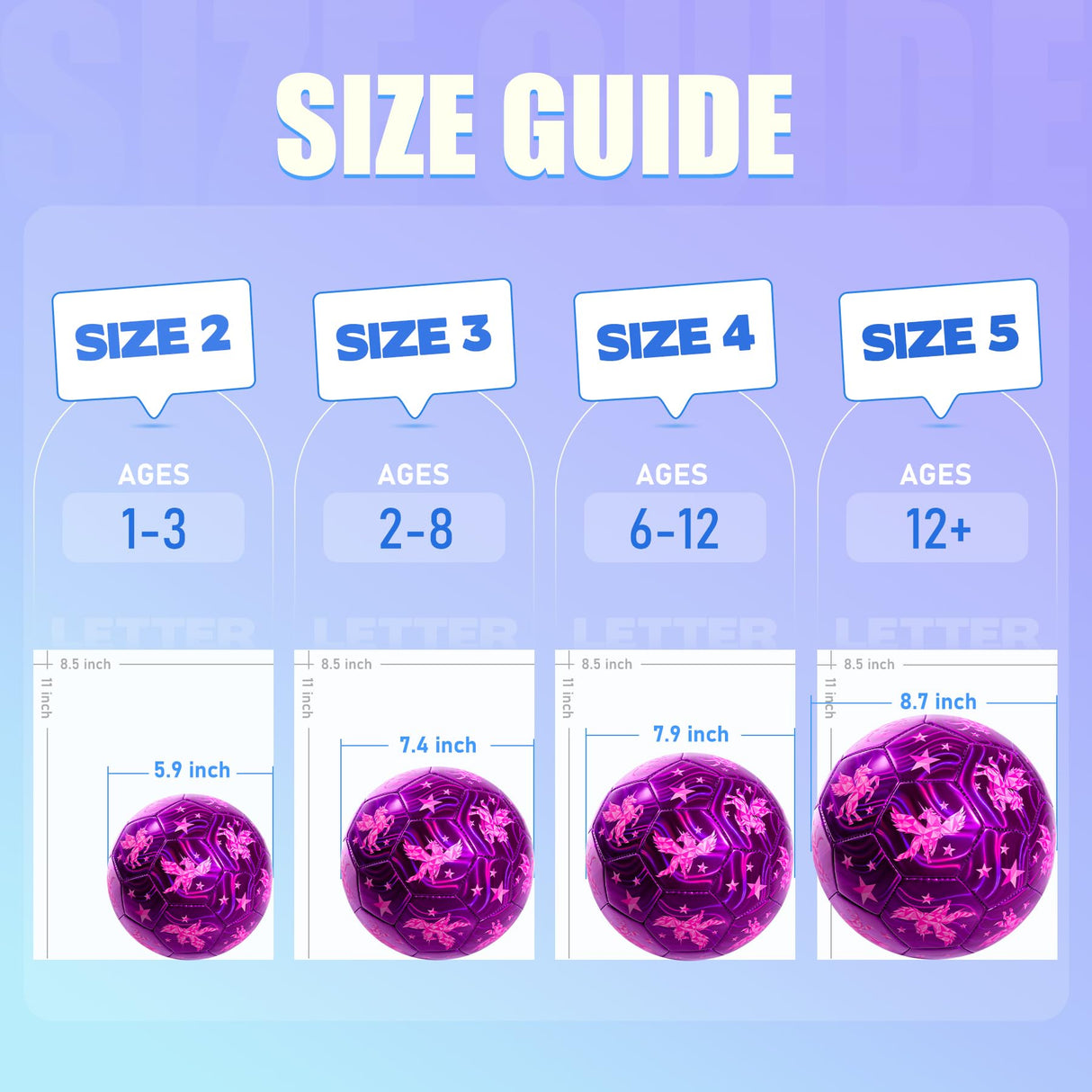 INPODAK Toddler Soccer Ball Size 3 Cartoon Unicorn Pink Ball for Kids 2-8 with Pump, Mesh Bag and Gift Box for Birthdays, Parties and Operation Christmas Child Shoebox