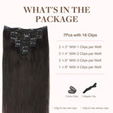 GOO GOO Clip in Hair Extensions Real Human Hair, Remy Human Hair Extensions Clip ins for Women, Natural Human Hair, 22inch 120g 7Pcs, 2 Dark Brown