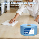 Synvicovan Cleanroom Wipes Heavy Duty Cloths, Lint-Free and Extra Absorbent Towels Jumbo Roll, Blue (15"x 5", 500 PCS)