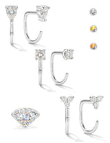 GEMQUEEN 3 Pairs Moissanite Half Hoop Earrings 925 Sterling Silver