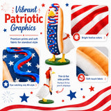 4th of July Porch Goose Outfit for 23" H 250th Anniversary Hot Dog Patriotic Goose Clothes American Flag Fits Independence Day Large Cement Statue Outdoor Patio Garden Yard Lawn Costume Decor