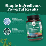Natures Craft High Strength 250mg Lactoferrin & 1000mg Monolaurin Supplement (30 Servings) - Microbiome Digestive Health Immune Support Supplement - Lactoferrin and Monolaurin Capsules - Vegetarian