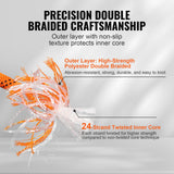 VEVOR Double Braided Polyester Rope, 3/4 in x 220 ft, 24 Strands, 20000 LBS Breaking Strength Outdoor Climbing Rope, Arborist Rigging Rope for Rock Hiking Camping Swing Rappelling Rescue, Orange/Black