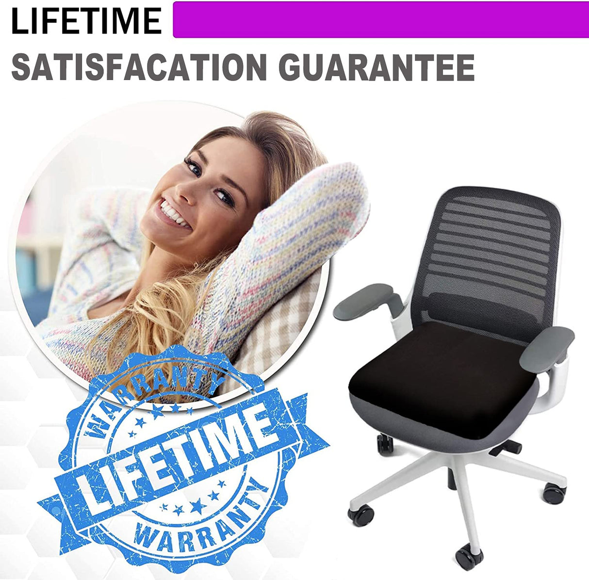 Gel Seat Cushion - Enhanced Double Thick Egg Seat Cushion with Non-Slip Cover - Office Chair Car Seat Cushion - Sciatica & Back Pain Relief - Perfect for Office Chair Car Wheelchair Travel