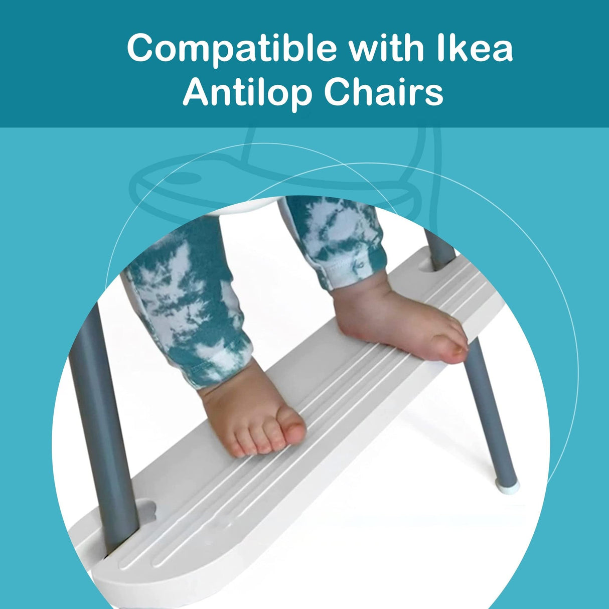 White IKEA High Chair Foot Rest, Compatible with Antilop Chairs | Adjustable, Reversible & Non-Slip Footrest for IKEA Chair - Made with Durable Polypropylene - Antilop Accessories