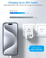 Australia Plug Adapter 2 Pack, HANYCONY New Zealand Power Adapter with 4 Outlets 4 USB (2 USB C), Type I Travel Adapter for US to Australian Argentina AU China Fiji Samoa Tonga Kiribati