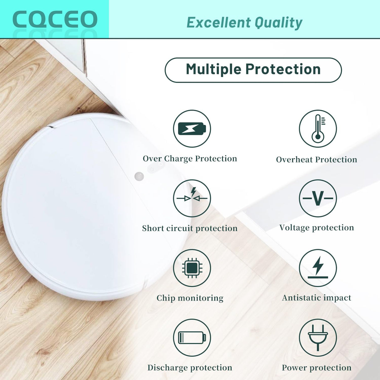 CQCEO Vacuum Battery Replacement for ILIFE A4s, A4s pro, A6, A7, A8, A9, V7, V7S, V7 PRO W450 Robotic Vacuum Cleaners 14.4V/3400mAh