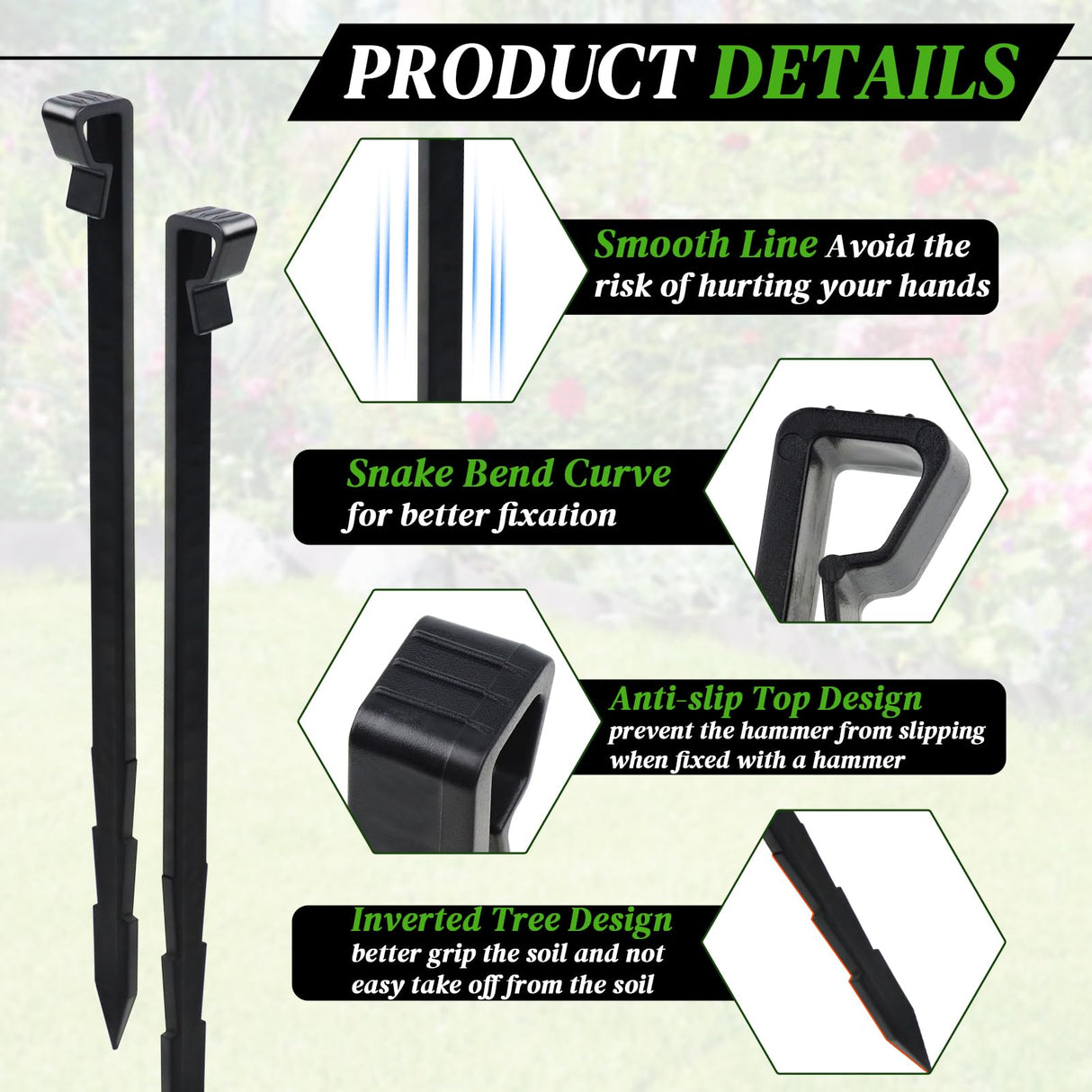 55 Pcs 8.5'' Landscape Edging Stakes, Plastic Garden Anchor Stakes
