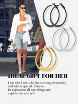Richsteel Silver 40MM Hammerd Hoop Earrings for Women