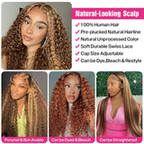 CYNOSURE 4/27 Highlight 13x5 Lace Front Wigs Human Hair Curly Wave Ombre Honey Blonde HD Lace Front wig Human Hair Pre Plucked 180 Density 26 inch Frontal wig Colored