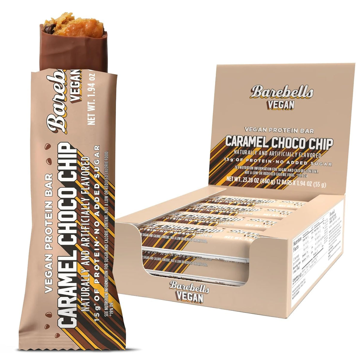 Barebells Protein Bars - Protein Snacks with High Protein - Chocolate Protein Bars - Perfect on The Go Protein Snack & Breakfast Bars (12 Count (Pack of 1), Plant Based - Caramel Choco Chip)