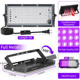 YAYIT 50W Black Lights with Switch+Plug, IP66 Waterproof, LED Blacklight Flood Light for Glow Party, Halloween, Bedroom, Fluorescent Poster, Body Paint, 2 Pack