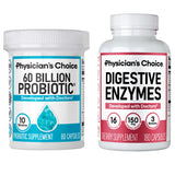 Physician's CHOICE - Optimal Gut Health Bundle: 60 Billion Probiotic 60ct + Digestive Enzyme 180ct for Digestive Comfort and Immune Support - Value Bundle