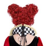 MUPUL Red Queen Wig with Crown Costume Girls Women Two Buns Heat Resistant Synthetic Hair for Halloween Christmas Party