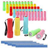 Hilngav 50 Pack 9-LED Mini Flashlight Bulk, Small Multicolor Flashlights with Lanyard, Batteries Included, for Hurricane Supplies Party Favors, Christmas Gifts Stocking Stuffer