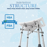 Dr.Kays Shower Chair for Inside Bathroom 350 lbs Shower Stool with Adjustable Height, Portable Heavy-Duty Bath Bench Padded Seat for Inside Tub Bathroom Chair for Elderly and Disabled FSA/HSA Eligible