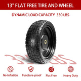 LTNICER 13" Flat Free Tires Compatible with Gorilla Carts,4.00-6 Solid Rubber Wheels with 5/8"Bearings,2.1"Offset Hub for Wagon Tire,Trailer Tire,Wagon Wheel Replacement,13 Trailer Tire Wheel(2-Pack)