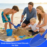 Lanathel 2 Pack Metal Beach Sand Shovels for Kids, 27 Inch Heavy Duty Small Shovels for Digging, Camping, Gardening, Planting, Mini Spade with D-Grip Handle, Blue