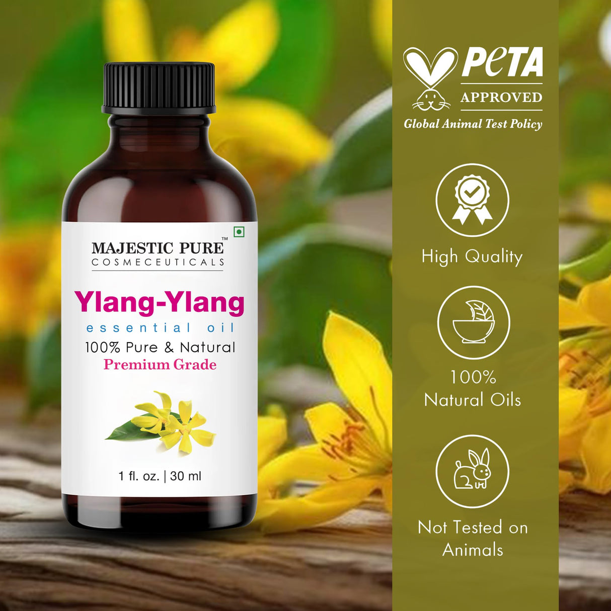 MAJESTIC PURE Ylang Ylang Essential Oil | 100% Pure and Natural Ylang Ylang Oil | Premium Grade Essential Oils for Hair Care, Home Diffusers, Skin, Aromatherapy, Massage and Humidifiers | 4 Fl Oz