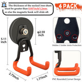 ULIBERMAGNET New Upgraded Heavy Duty Magnetic Garage Hooks,4 Pack Strong Large Magnet Hooks for Power Drill,Garden Tools,Hose,Pegboard,Garage, Workshop,Magnetic Storage Hook for Hanging(Orange)