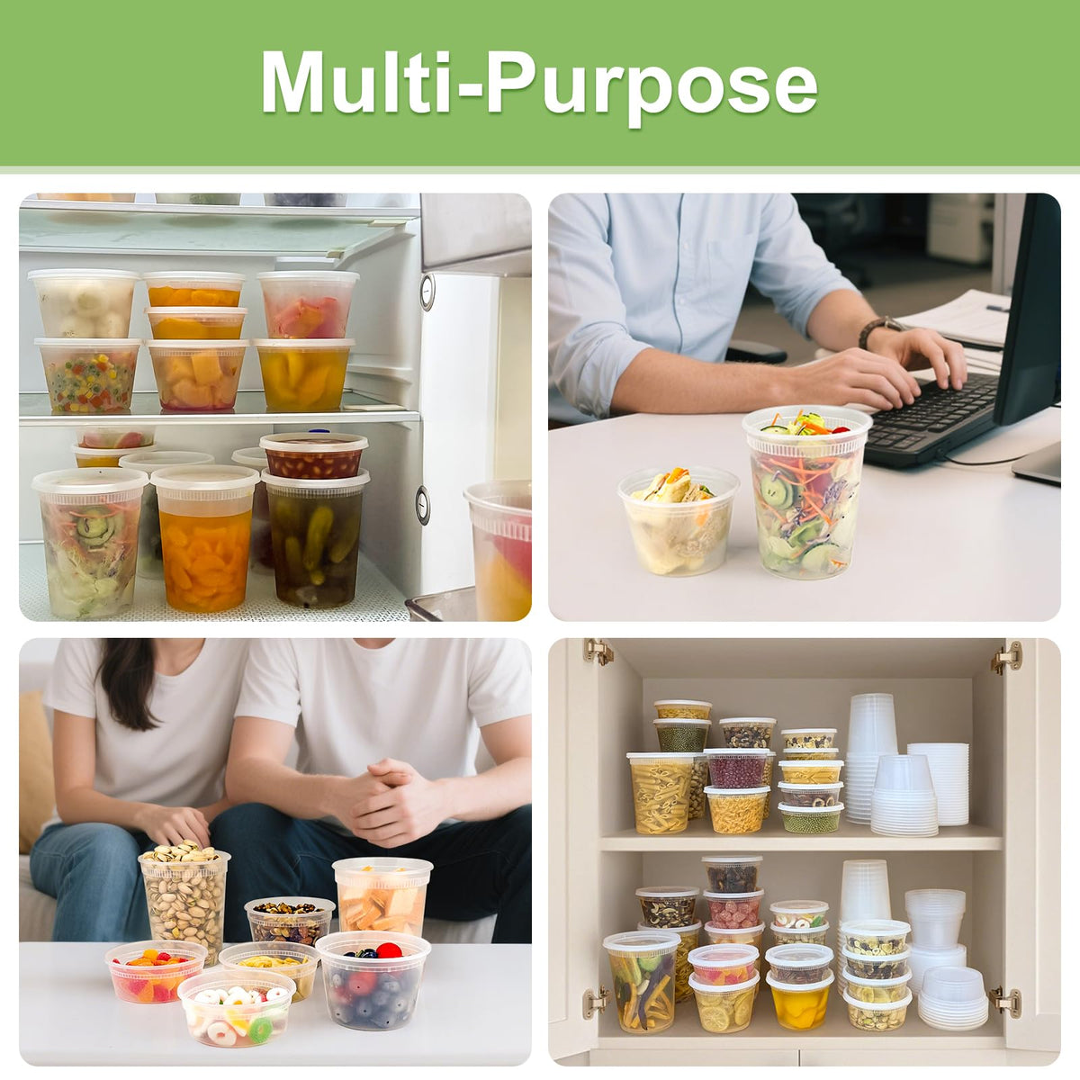60 Sets (120-Piece) Deli Containers with Lids, 32/16/8 oz X 20 Set Each