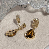 2PCS Maillard Gold Clip On Earrings for Women Dangle Ear Clips Wedding Anniversay Birthday Daily Wear