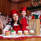 24 Pcs Brown Paper Gift Bags with Transparent Window, 9.84"x7.0"x5.12" Kraft Shopping Bags with Handles for Bouquet Christmas Birthdays Festivals Party Weddings Wrapping