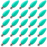 VISTERLITE 25-Pack Ceramic C9 Christmas Light Bulbs, Green LED Light Bulbs Holiday Decoration, Green Christmas Decor for Indoor & Outdoor Use, E17/C9 Intermediate Base